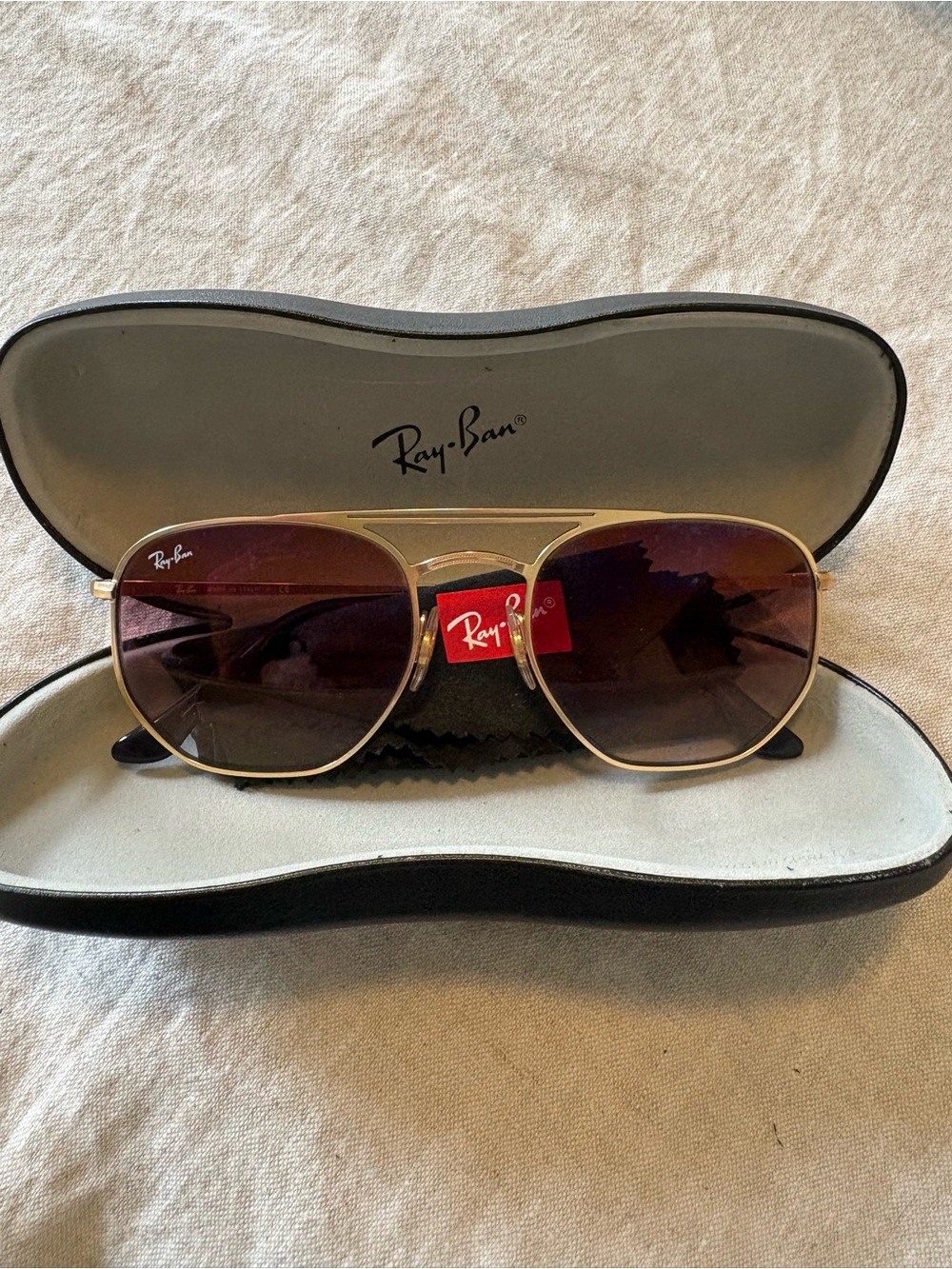 Ray-Ban RB3609 Gold Frame Sunglasses with Pink-Brown Gradient Lenses
